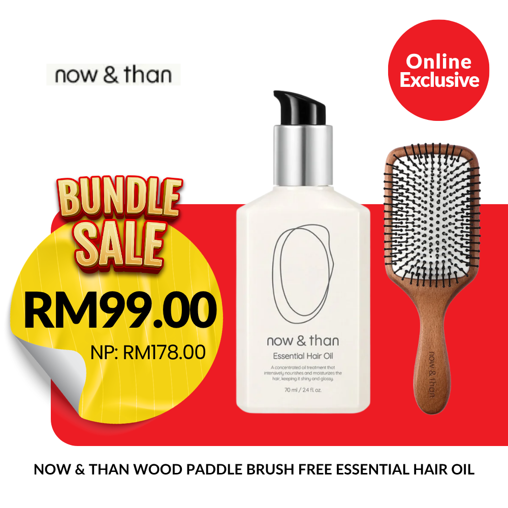 NOW & THAN ESSENTIAL HAIR OIL 70ML (FREE WOOD PADDLE BRUSH)
