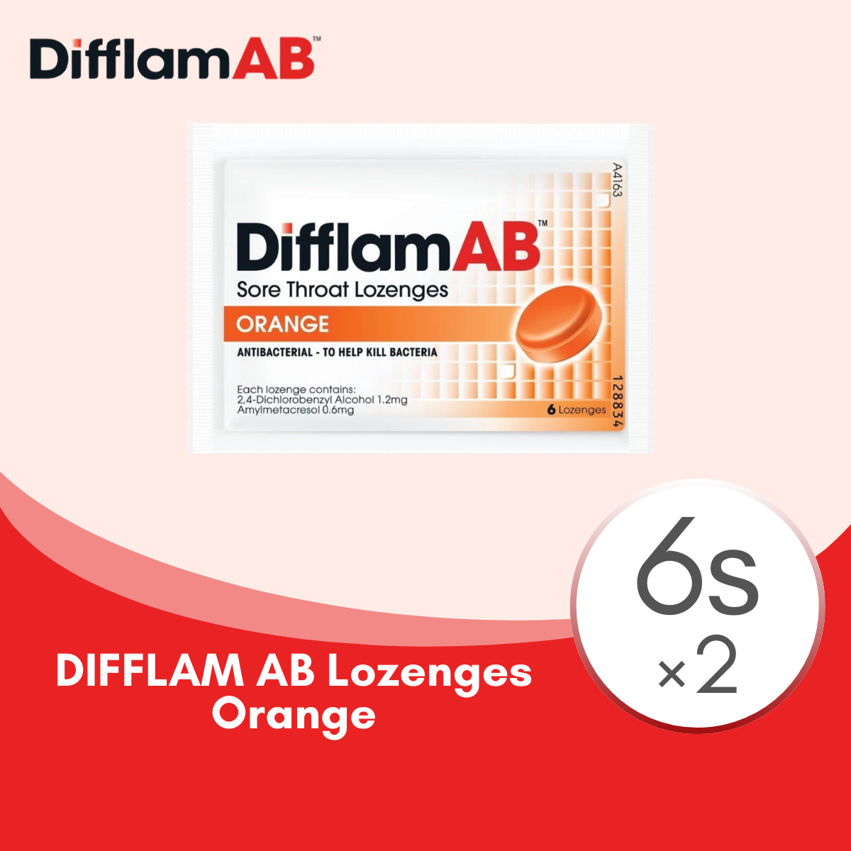 DIFFLAM AB LOZENGES ORANGE 6S × 2