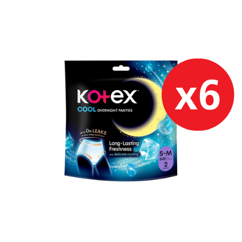 KOTEX OVERNIGHT PANTIES COOL S/M 2S × 6