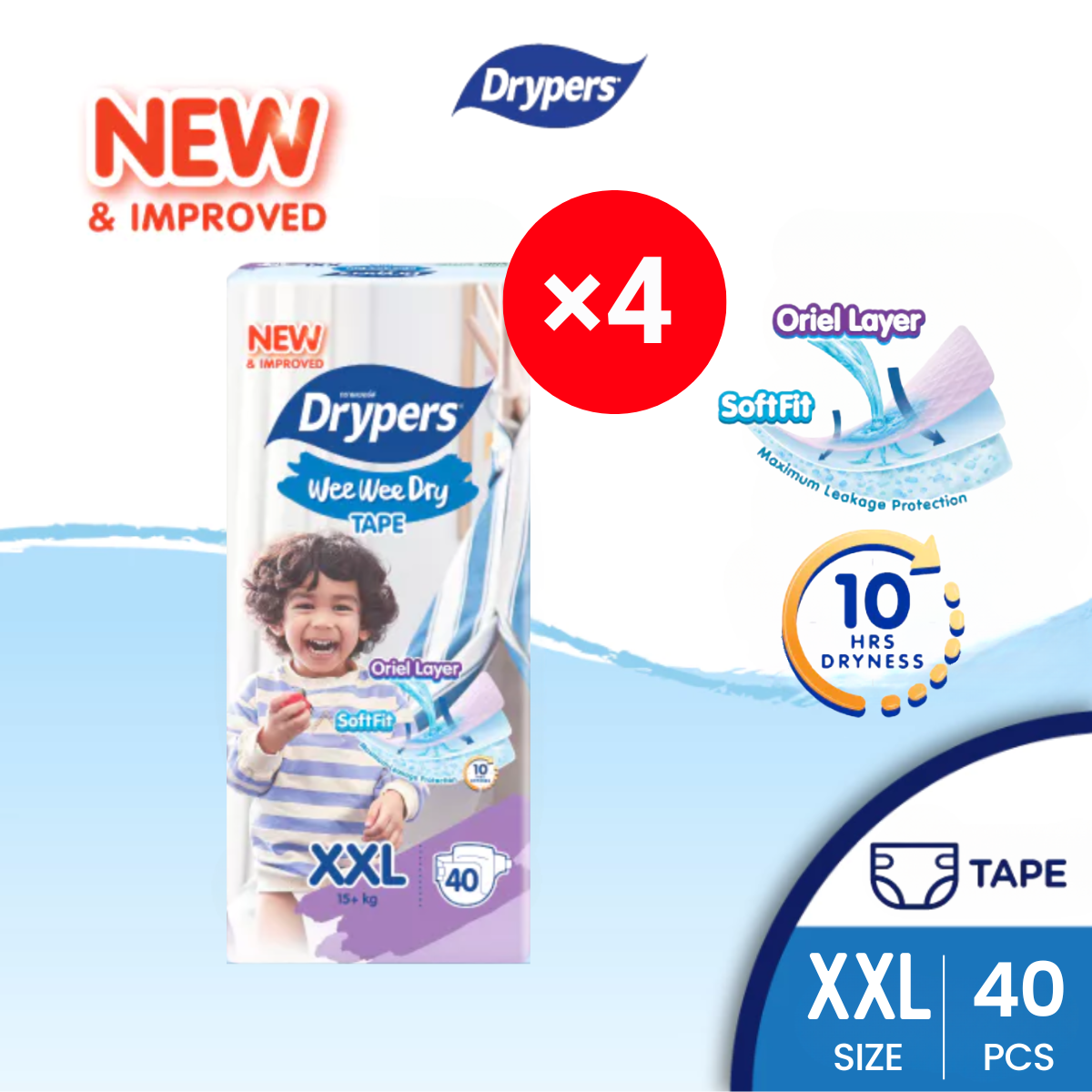 DRYPERS WEE WEE DRY XXL 40S × 4