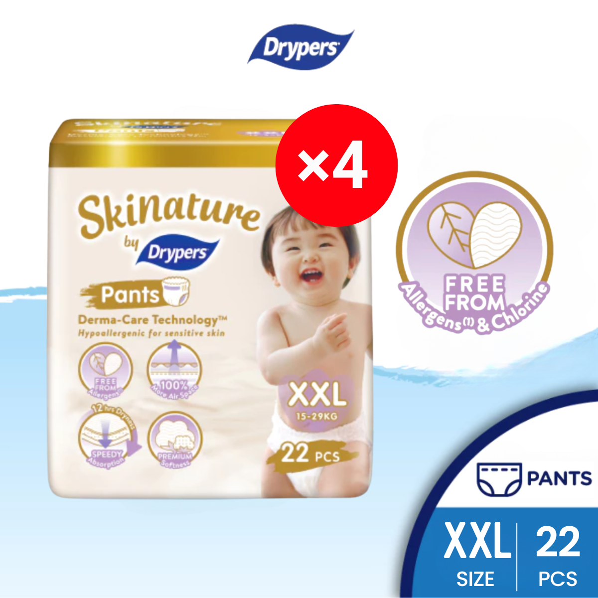 SKINATURE PANTS BY DRYPERS XXL 22S × 4