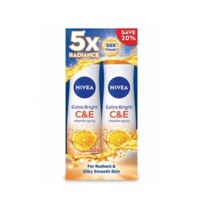 NIVEA DEODORANT EXTRA BRIGHT C&E VITAMIN SPRAY 150ML 2S
