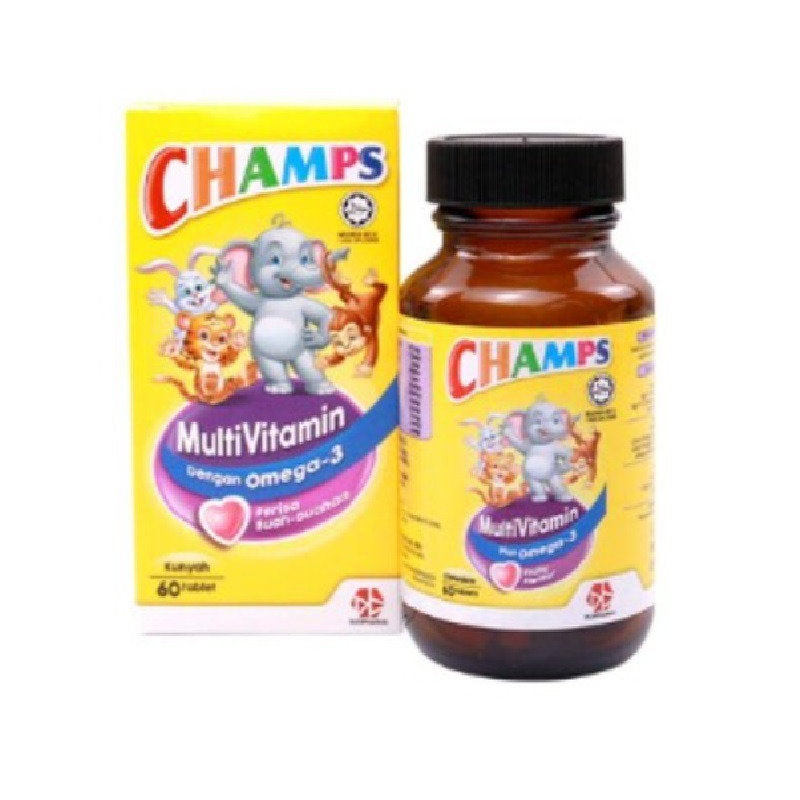 CHAMPS OMEGA 3 PLUS MULTIVITAMIN SUGAR FREE CHEWABLE FRUITTI 60S