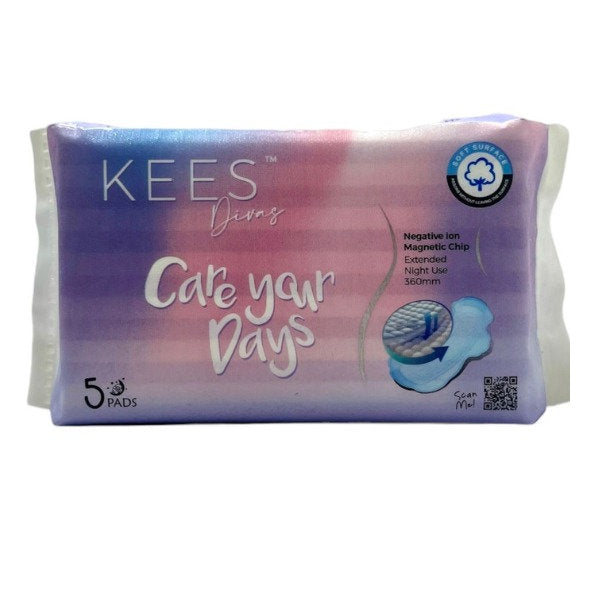 KEES SANITARY PADS EXTENDED NIGHT USE 360MM 5S