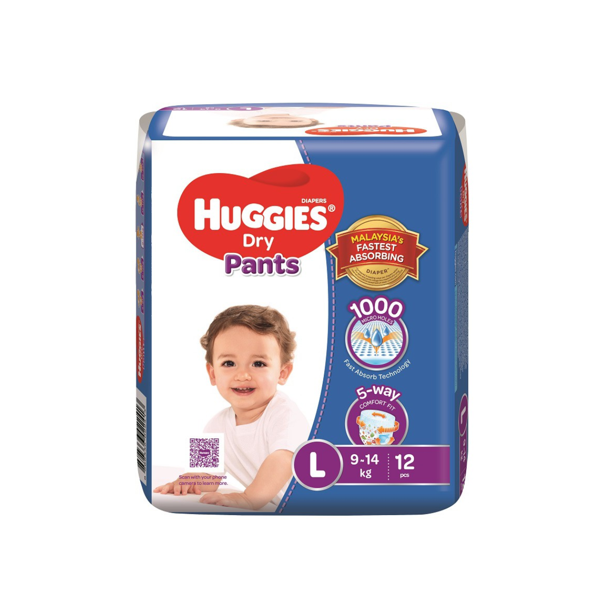 HUGGIES DRY PANTS L 12S
