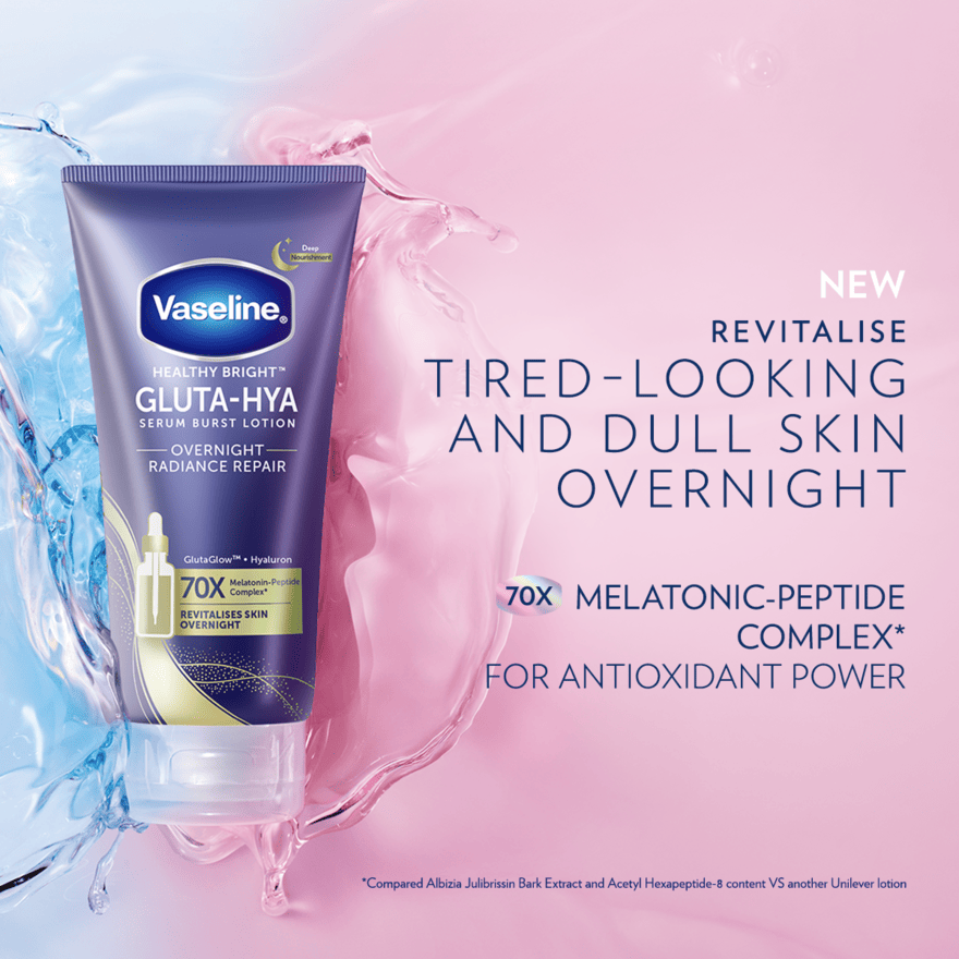 VASELINE HEALTHY BRIGHT GLUTA-HYA O/NGT RADIANCE REPAIR SERUM B/LOTION 300ML