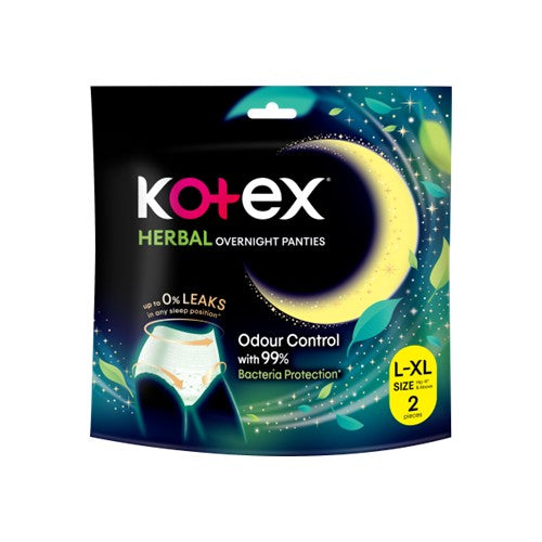 KOTEX OVERNIGHT PANTIES HERBAL L/XL 2S