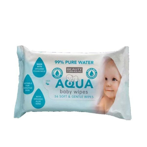 BEAUTY FORMULAS AQUA BABY WIPES 56S
