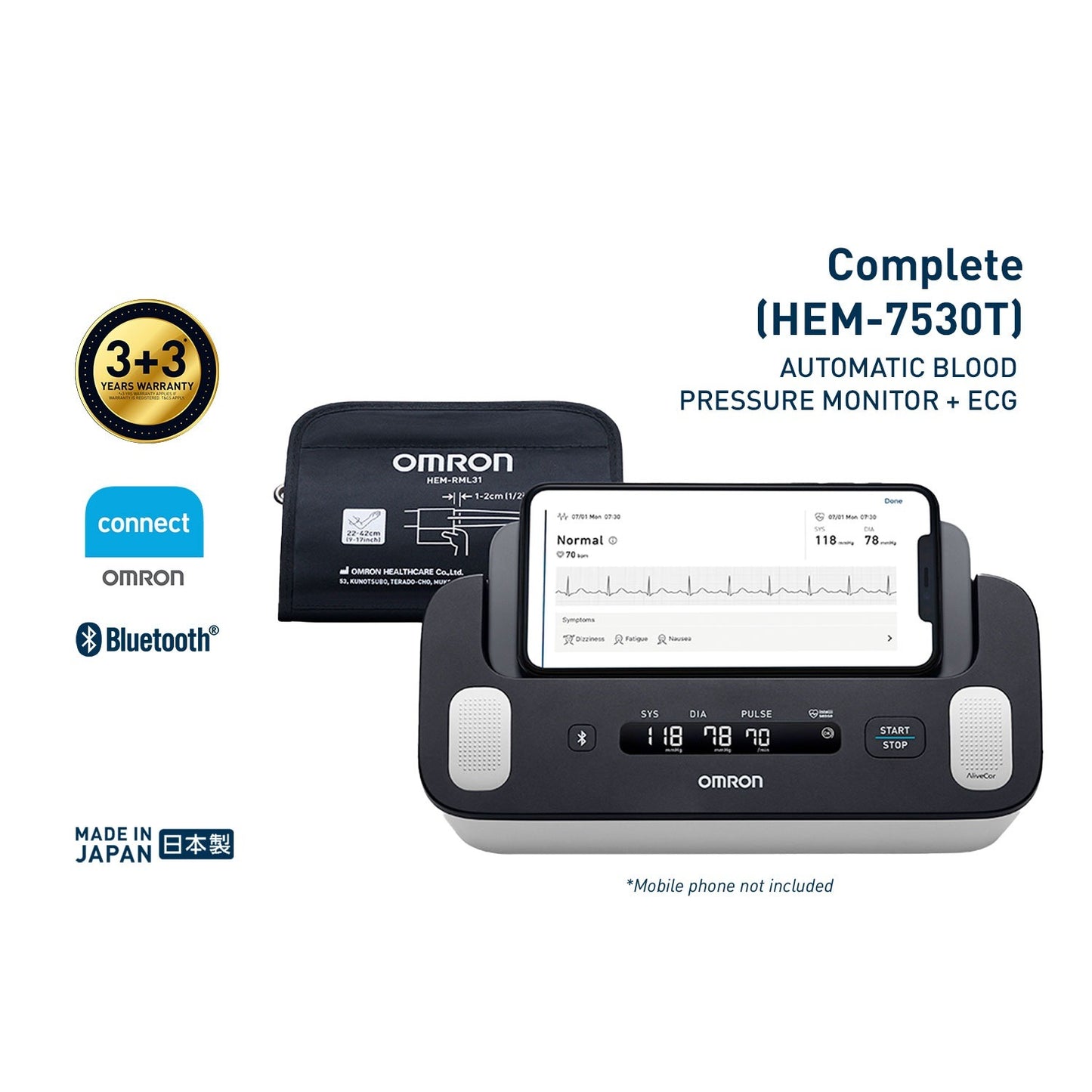 OMRON COMPLETE I UPPER ARM BLOOD PRESSURE MONITOR + ECG (HEM-7530T)