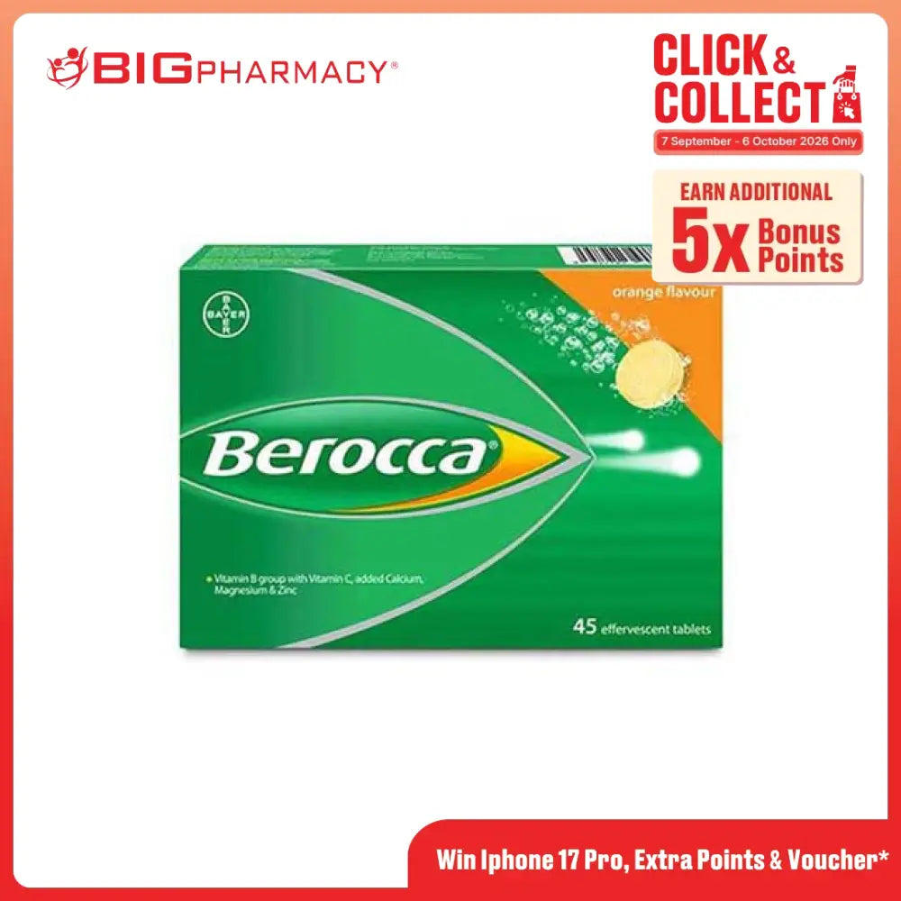 BEROCCA EFFERVESCENT ORANGE 45S