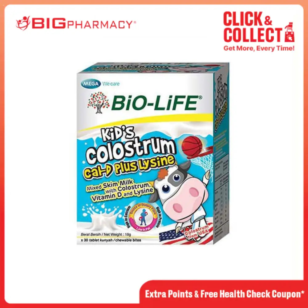 BIO-LIFE KIDS COLOSTRUM CAL-D PLUS LYSINE CHEWABLE 600MG 30S
