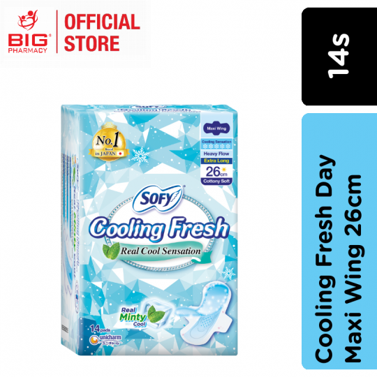 Sofy Cooling Fresh Day Maxi Wing 26cm 14s