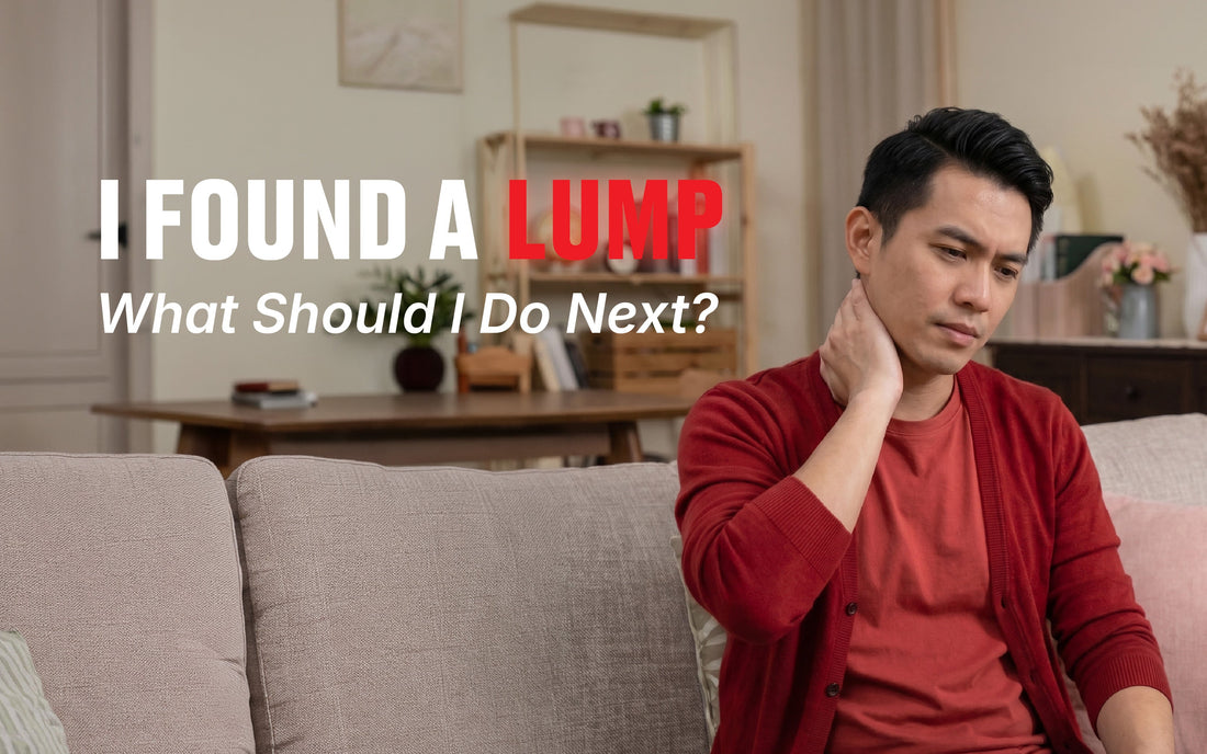 Person checking a new lump and considering medical assessment