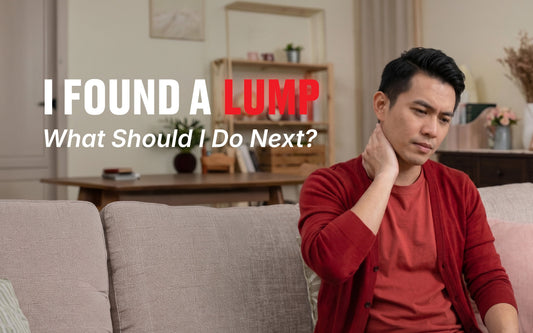 Person checking a new lump and considering medical assessment