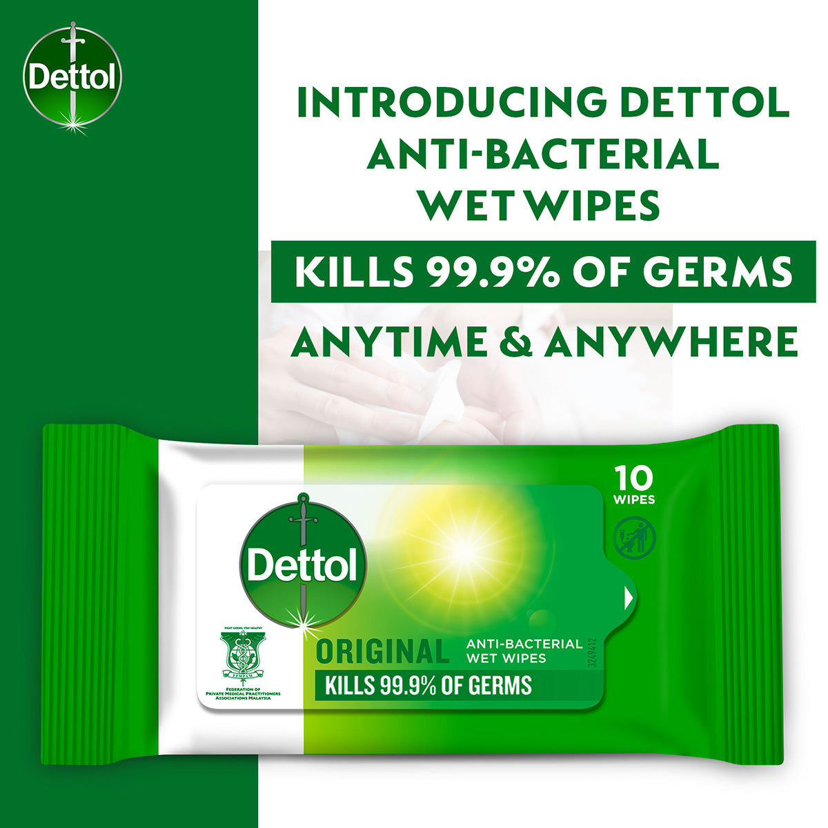 DETTOL WIPES ANTIBACTERIAL 10SX3