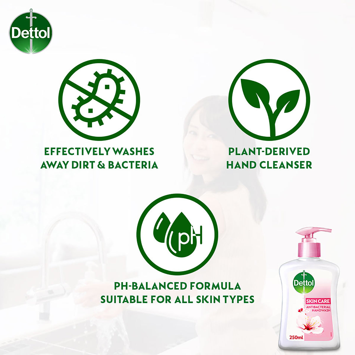DETTOL ANTIBACTERIAL HAND WASH LIQUID SKINCARE 250ML 3S