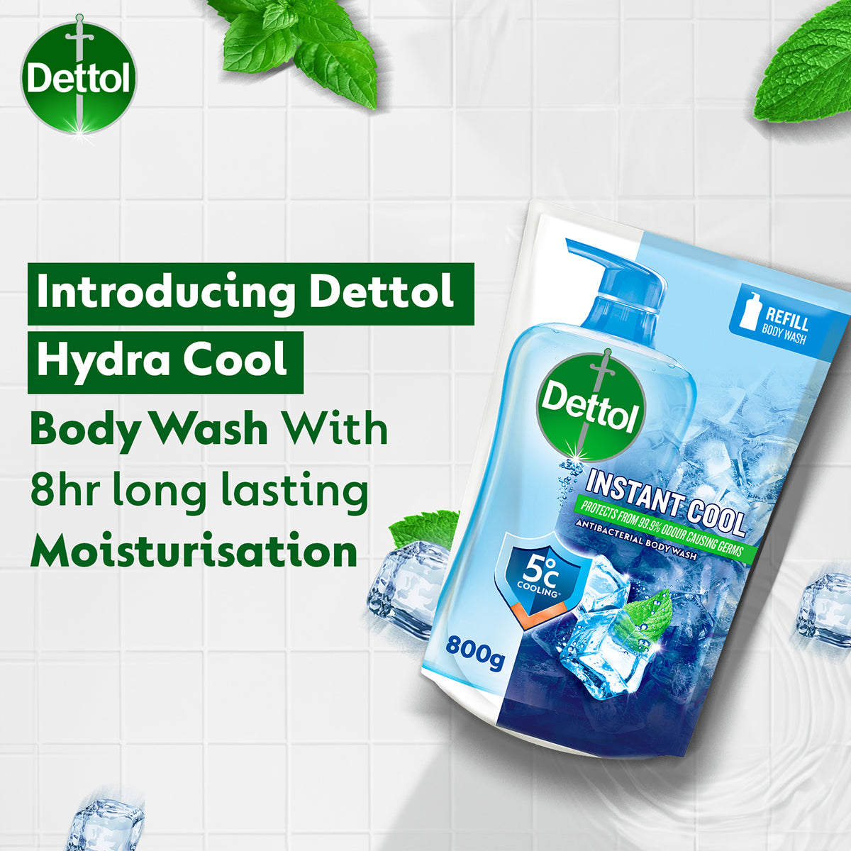 DETTOL SHOWER GEL COOL (VALUE REFILL) 800G