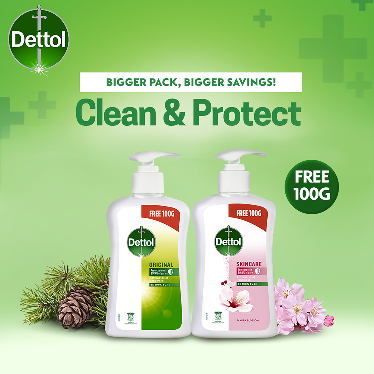 DETTOL ANTIBACTERIAL HAND WASH LIQUID SKINCARE 400G+100G
