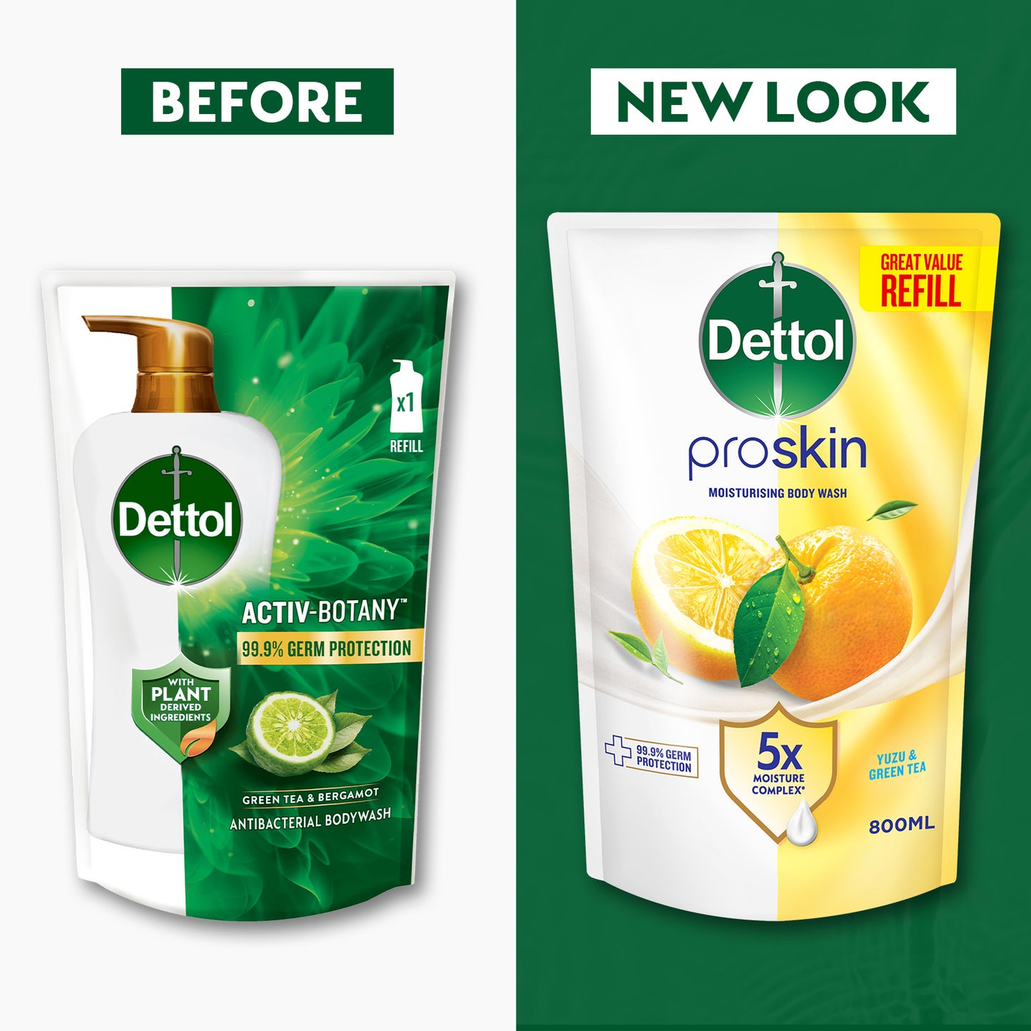 DETTOL SHOWER GEL GREEN TEA & BERGAMOT (VALUE REFILL) 720G