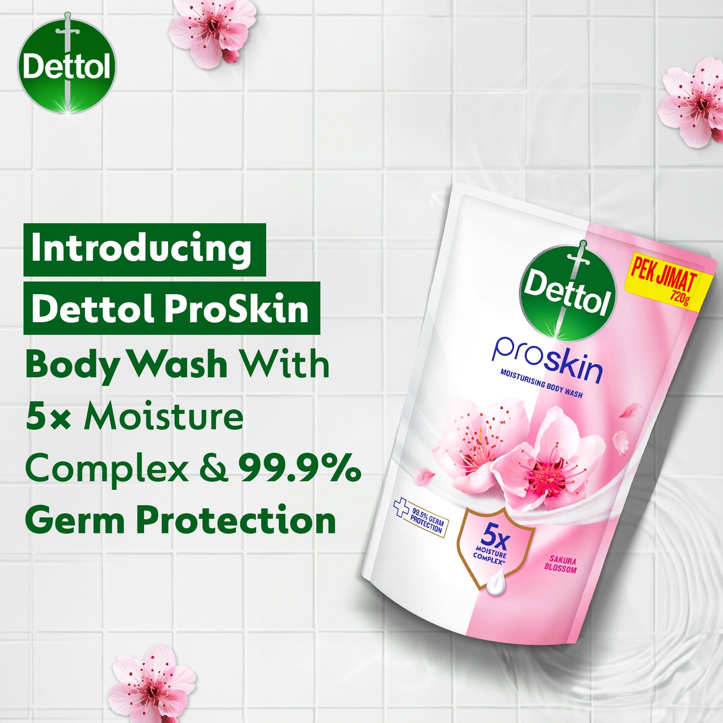 DETTOL PROSKIN BODY WASH SAKURA BLOSSOM REFILL 800G