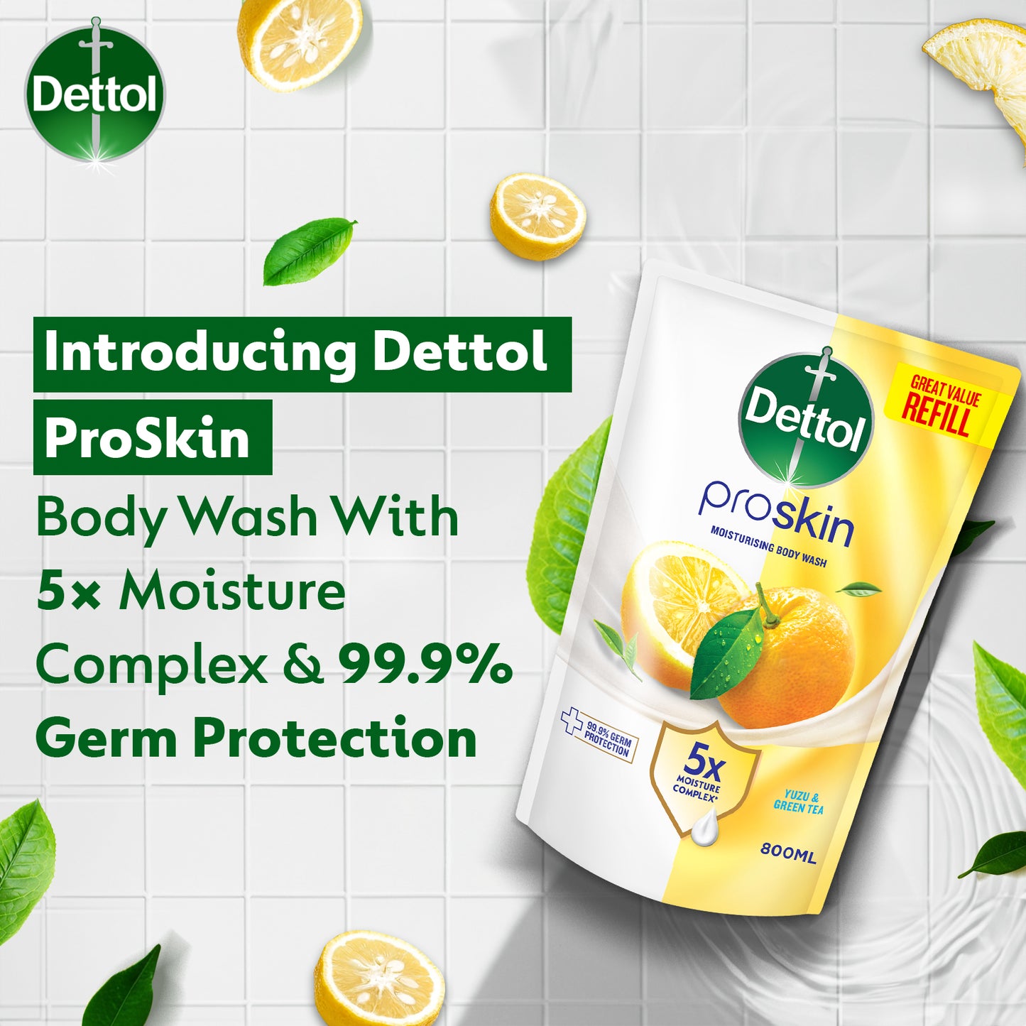 DETTOL SHOWER GEL GREEN TEA & BERGAMOT (VALUE REFILL) 720G