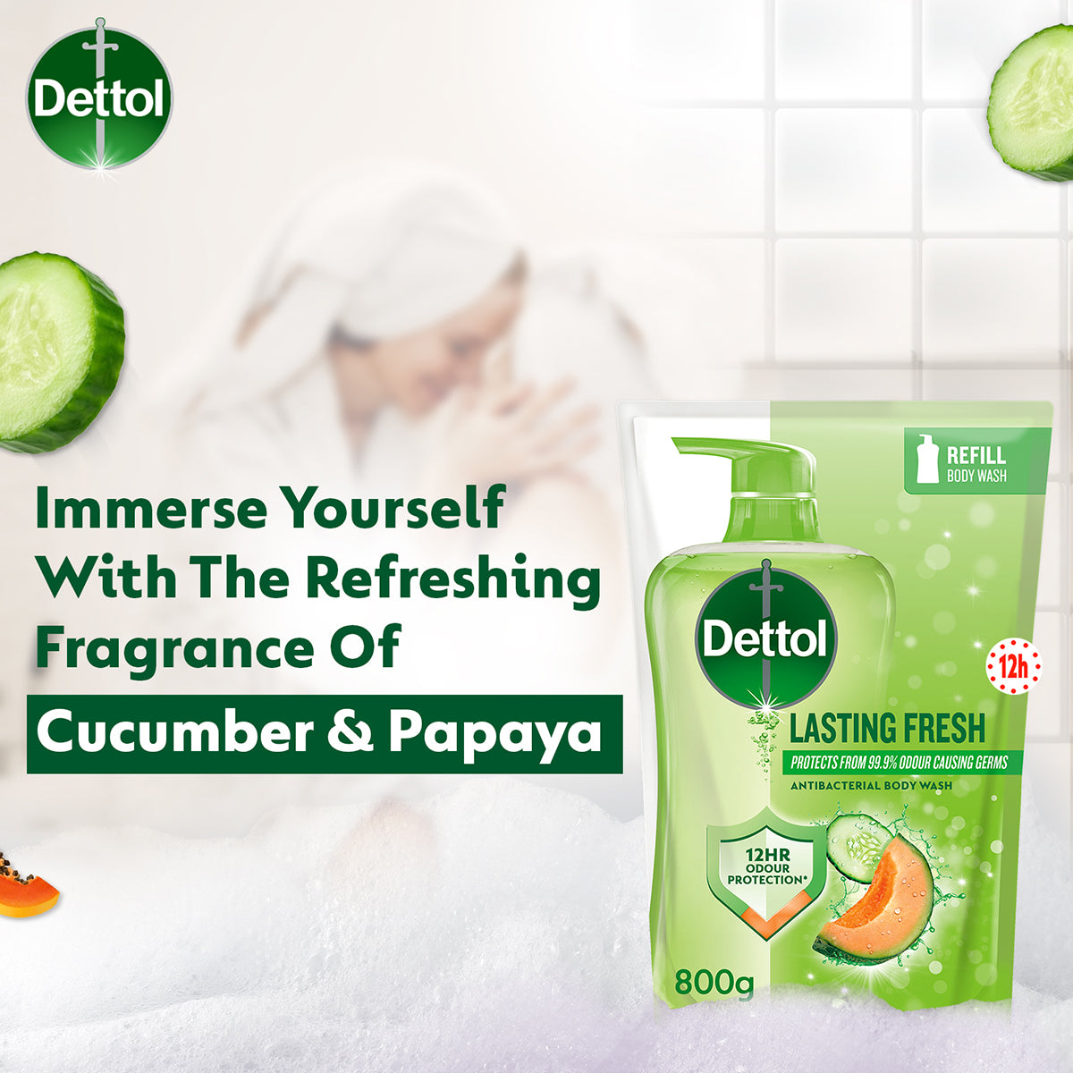 DETTOL SHOWER GEL LASTING FRESH (VALUE REFILL) 800G