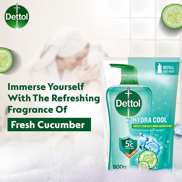 DETTOL SHOWER GEL HYDRA COOL MENTHOL CUCUMBER REFILL 800G