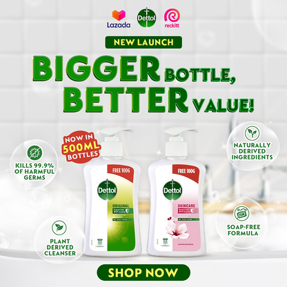 DETTOL ANTIBACTERIAL HAND WASH LIQUID SKINCARE 400G+100G