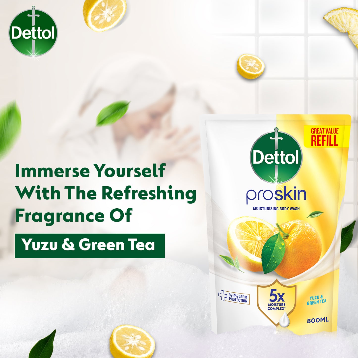 DETTOL SHOWER GEL GREEN TEA & BERGAMOT (VALUE REFILL) 720G