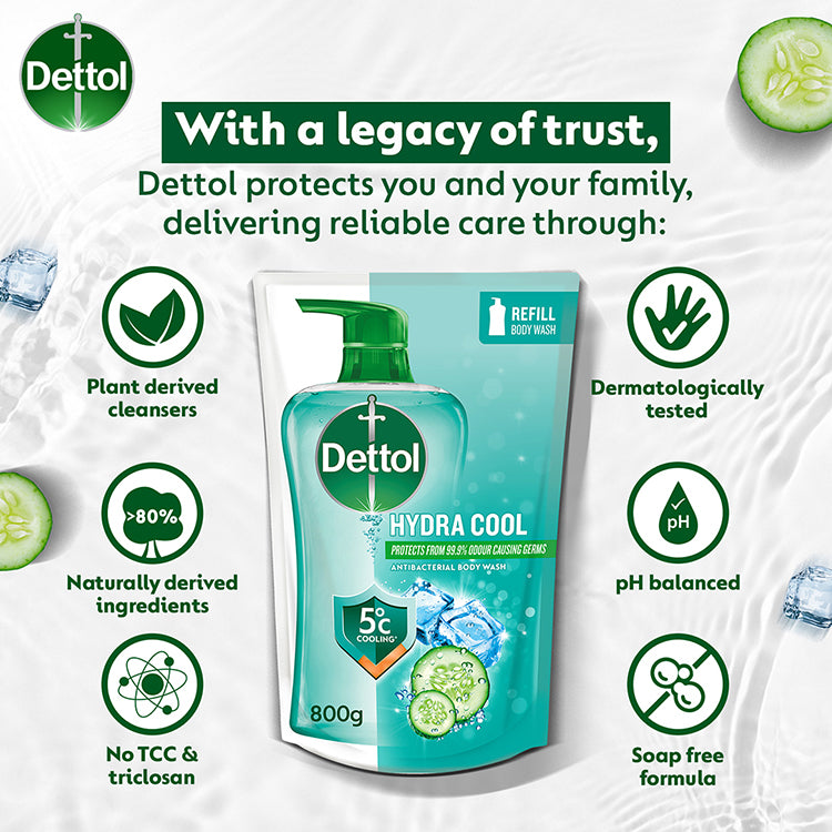 DETTOL SHOWER GEL HYDRA COOL MENTHOL CUCUMBER REFILL 800G