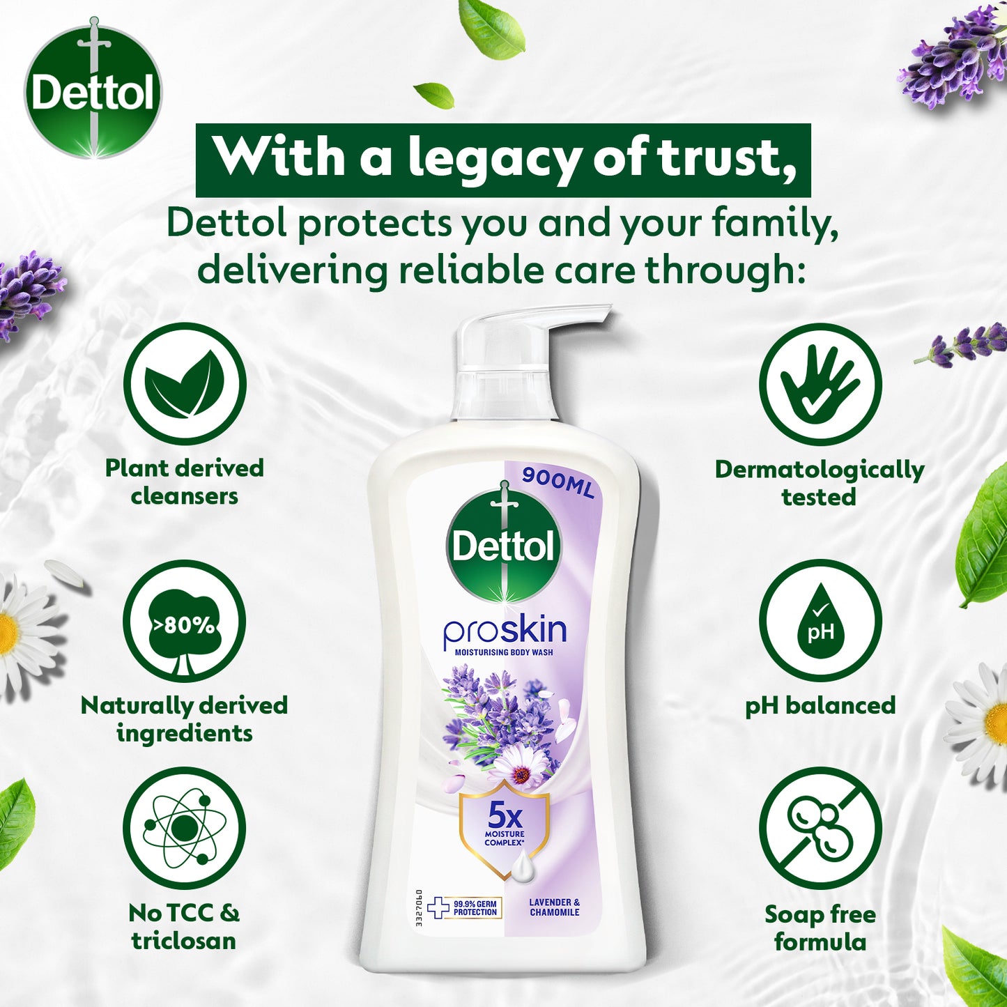 DETTOL SHOWER GEL LAVENDER & CHAMOMILE 800G