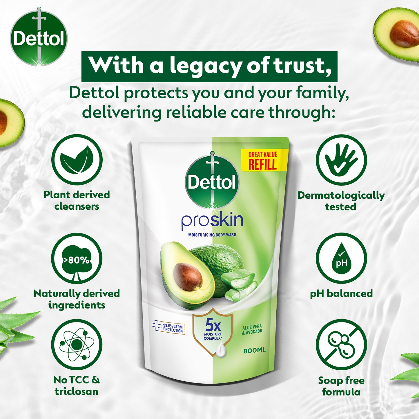 DETTOL ONZEN BODY WASH MOISTURIZING REFILL 800G