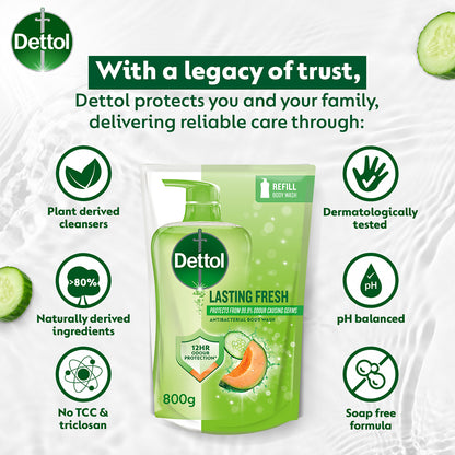 DETTOL SHOWER GEL LASTING FRESH (VALUE REFILL) 800G