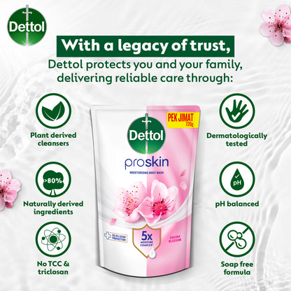 DETTOL PROSKIN BODY WASH SAKURA BLOSSOM REFILL 800G