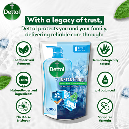 DETTOL SHOWER GEL COOL (VALUE REFILL) 800G