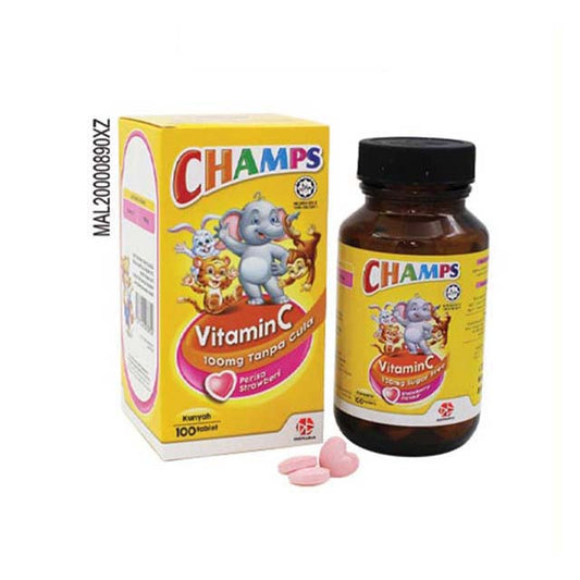 CHAMPS C 100MG SUGAR FREE CHEWABLE STRAWBERRY 100S