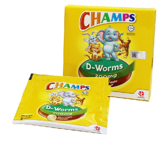 CHAMPS D-WORMS 6 CHEWABLE CHOCOLATE 2S