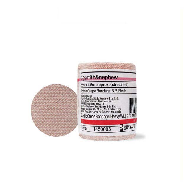 SMITH & NEPHEW ELASTIC CREPE BANDAGE HEAVY WEIGHT 5CMX4.5M (83206) 1S