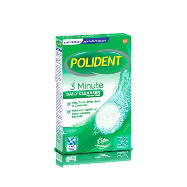 POLIDENT 3 MINUTES DAILY CLEANSER TAB 36S