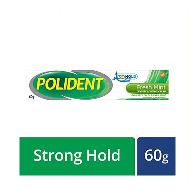 POLIDENT FRESH MINT DENTURE ADHESIVE CREAM 60G