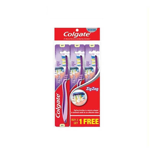 COLGATE TOOTHBRUSH ZIG ZAG MEDIUM 3S