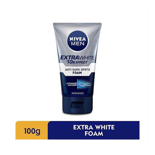 NIVEA FOR MEN EXTRA WHITE 10X EFFECT ANTI DARK SPOTS FACIAL FOAM 100ML