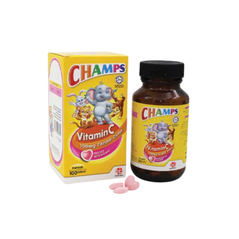 CHAMPS C 100MG SUGAR FREE CHEWABLE STRAWBERRY 100SX2
