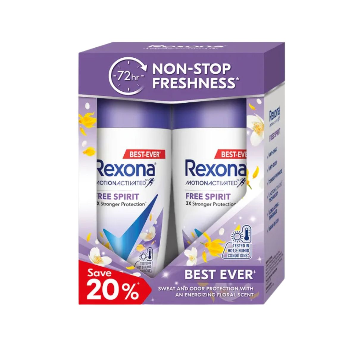 REXONA WOMEN DEODORANT ROLL ON MOTIONACTIVATED FREE SPIRIT 45ML 2S