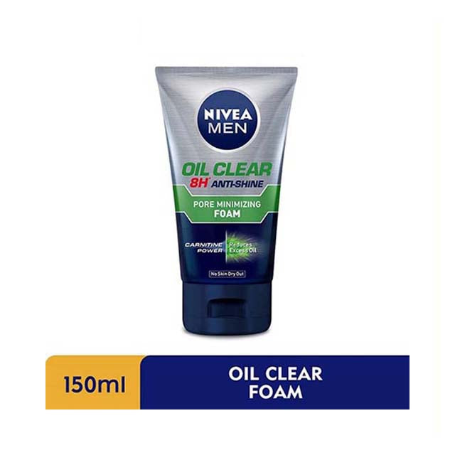 NIVEA FOR MEN OIL CLEAR 8H ANTI-SHINE PORE MINIMIZING FACIAL FOAM 100ML