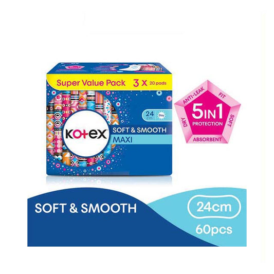KOTEX SOFT & SMOOTH MAXI 24CM 20SX3