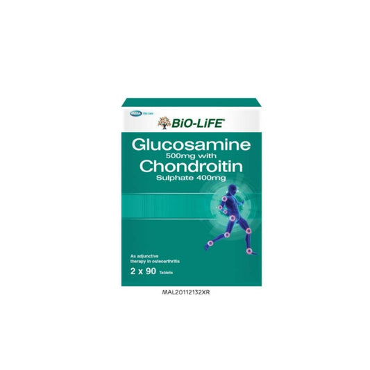 BIO-LIFE GLUCOSAMINE 500MG WITH CHONDROITIN SULPHATE 400MG TAB 90SX2