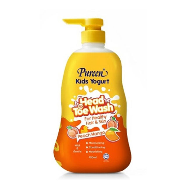 PUREEN KIDS YOGURT HEAD TO TOE WASH PEACH MANGO 750ML