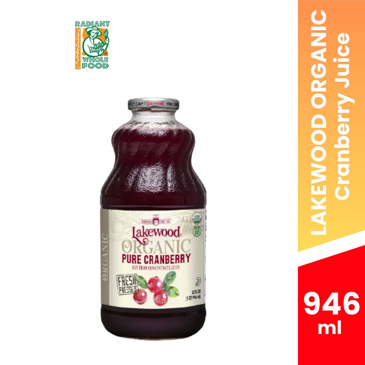 LAKEWOOD ORGANIC PURE CRANBERRY JUICE 946ML