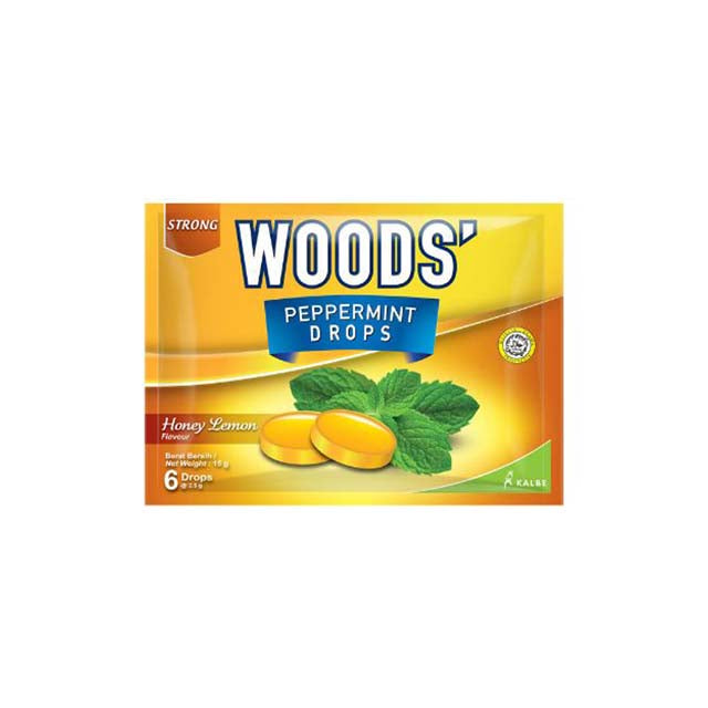 WOODS LOZENGES PEPPERMINT HONEY LEMON 15G